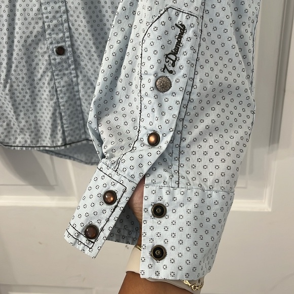 Vintage 7 Diamonds blue and brown button down - Picture 4 of 8